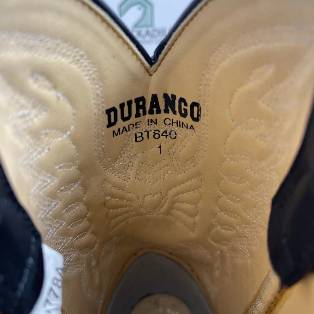 Durango Lil Durango Kids Black Lizard Embossed Western Cowboy Boots BT840 Size 1